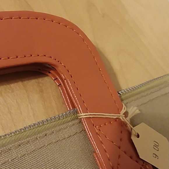 Vintage 1970s Beige Utility Multi Pocket Canvas Briefcase with Orange Trim NWT - Picture 16 of 16